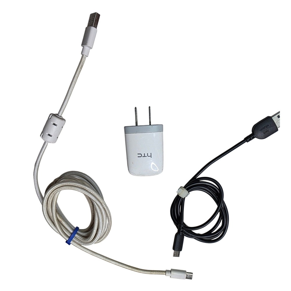HTC TC U250 AC Adapter 5V 1A Wall Charger Micro-USB and Braided‎ USB-C Cables W4